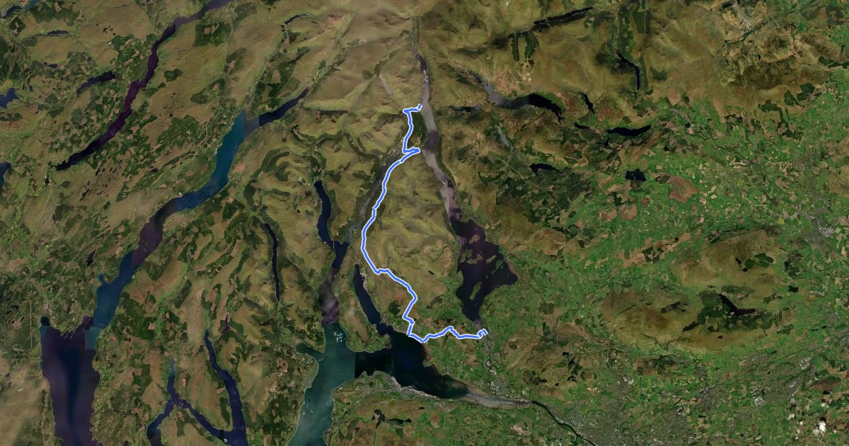 Маршрут Three Lochs Way на спутниковом снимке