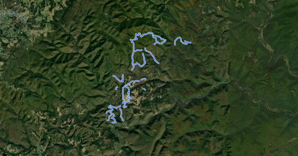 Маршрут Thunder Mountain Equestrian Trail на спутниковом снимке