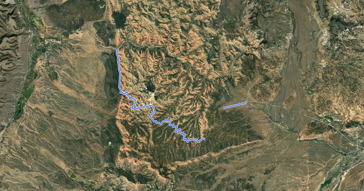 Маршрут Thunder Mountain Trail на спутниковом снимке