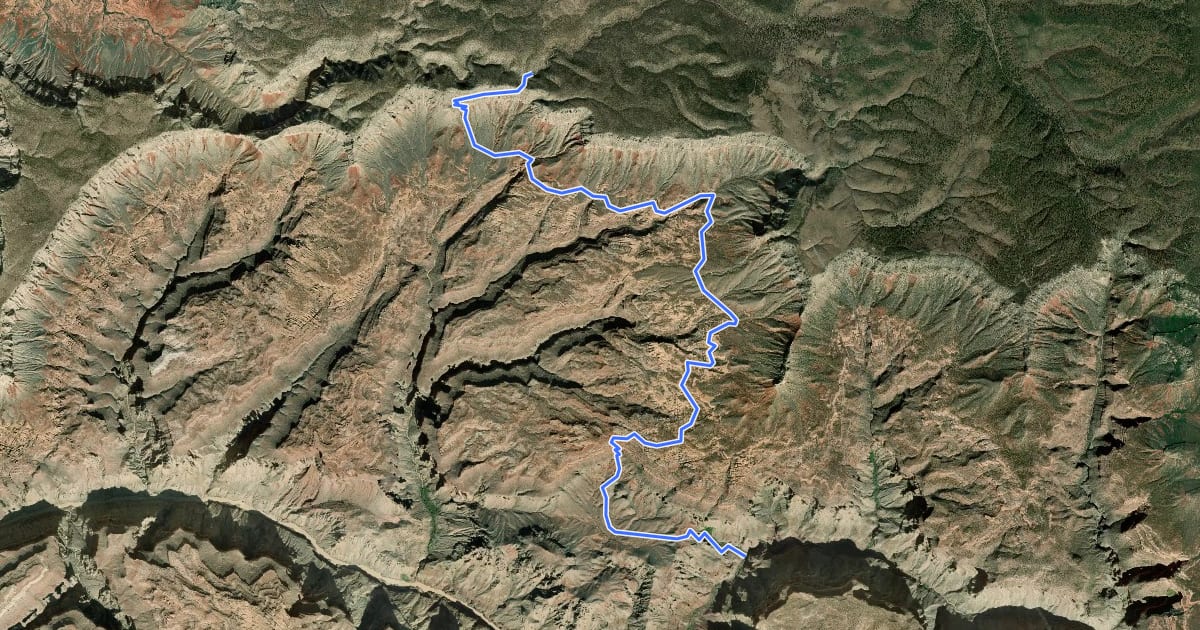 Маршрут Thunder River Trail на спутниковом снимке