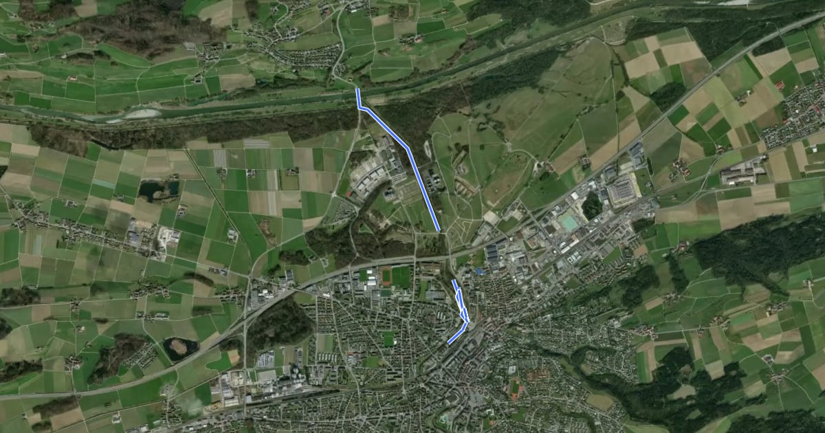 Маршрут Thurgauer Rebenweg на спутниковом снимке