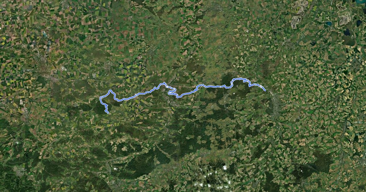 Маршрут [THW] Thüringenweg [Mitte-Ost - OSM-Teil2] на спутниковом снимке