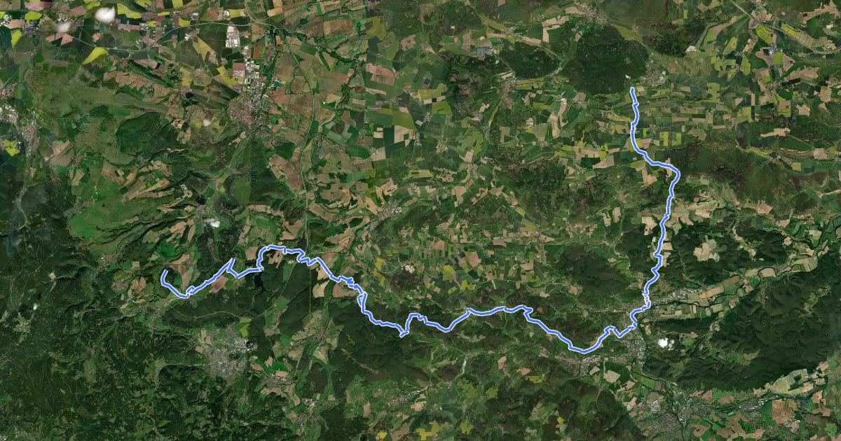 Маршрут [THW] Thüringenweg [Mitte-West - OSM-Teil3] на спутниковом снимке