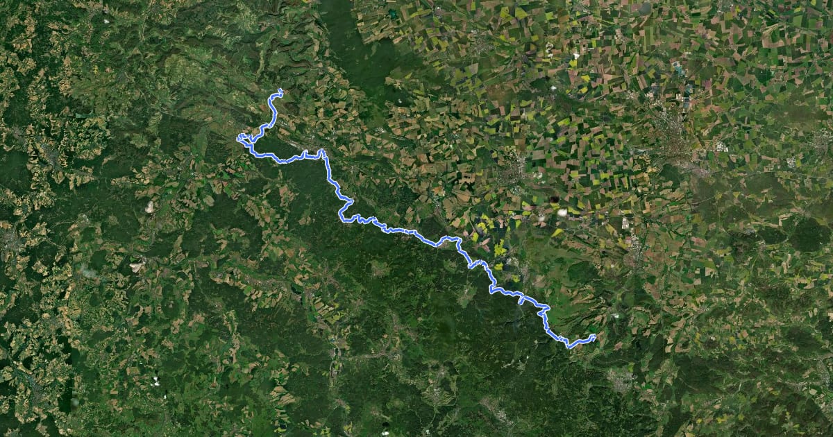 Маршрут [THW] Thüringenweg [West - OSM-Teil4] на спутниковом снимке