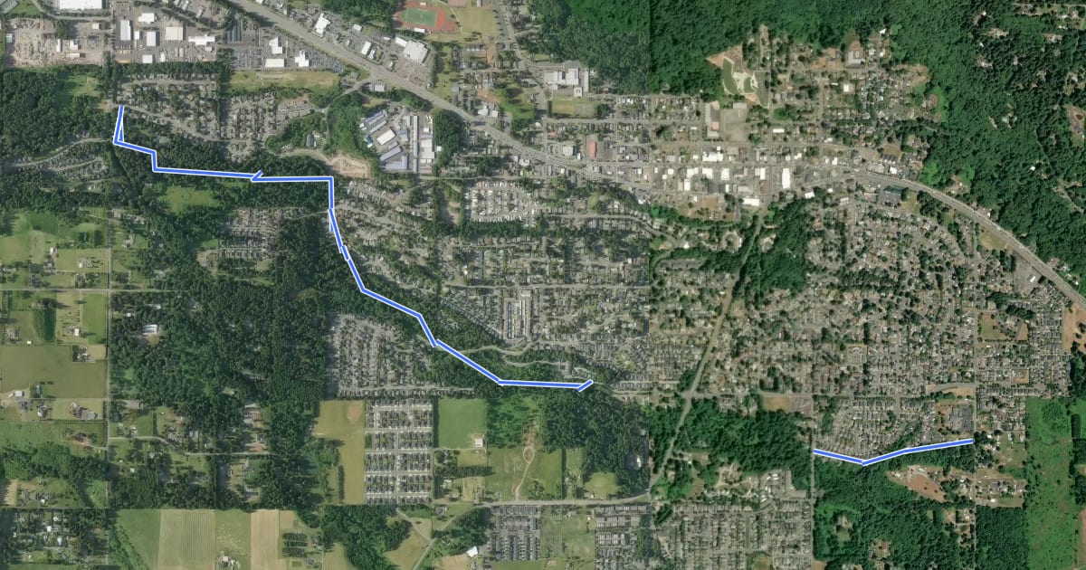 Маршрут Tickle Creek Trail на спутниковом снимке