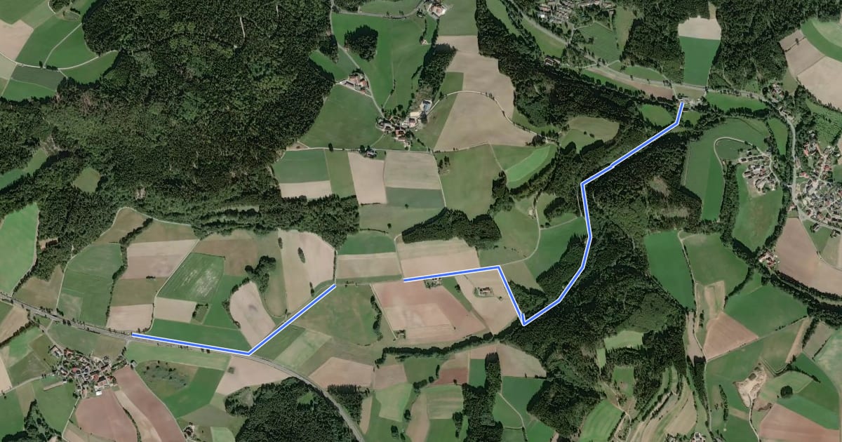 Маршрут Tiefenbachtal-Radweg на спутниковом снимке