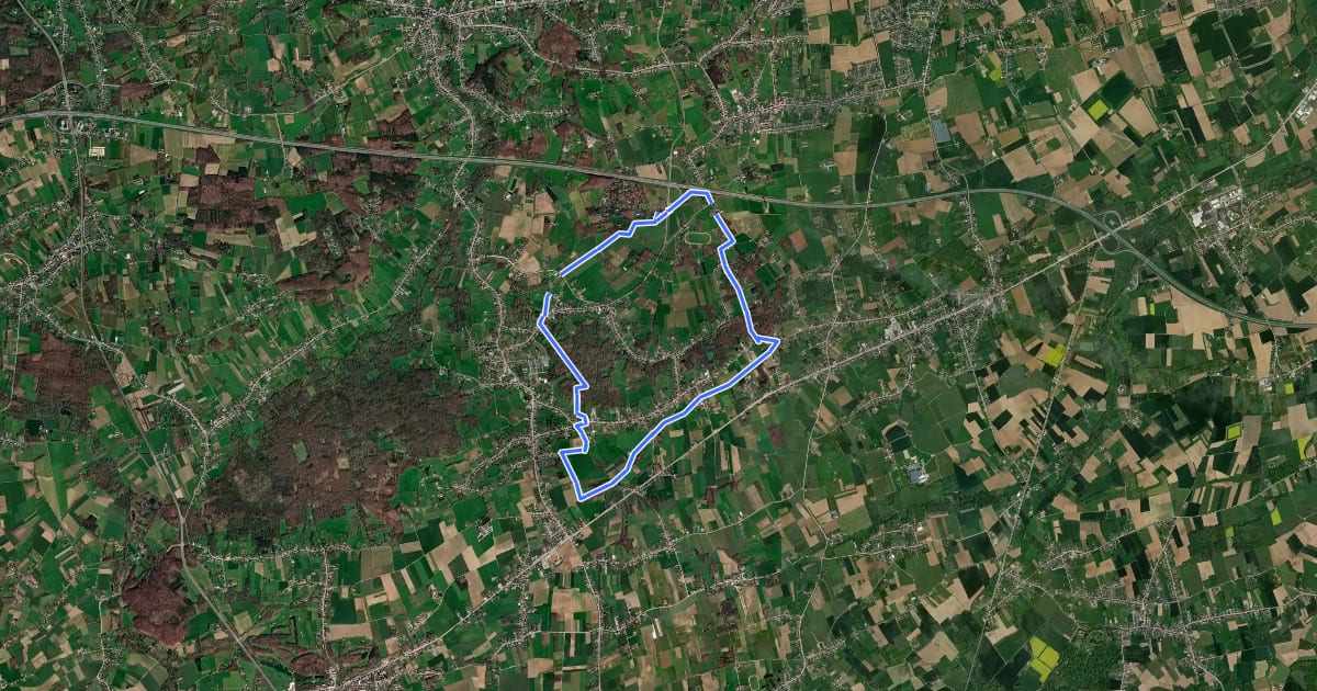 Маршрут Tieltse Motte Rode driehoek на спутниковом снимке