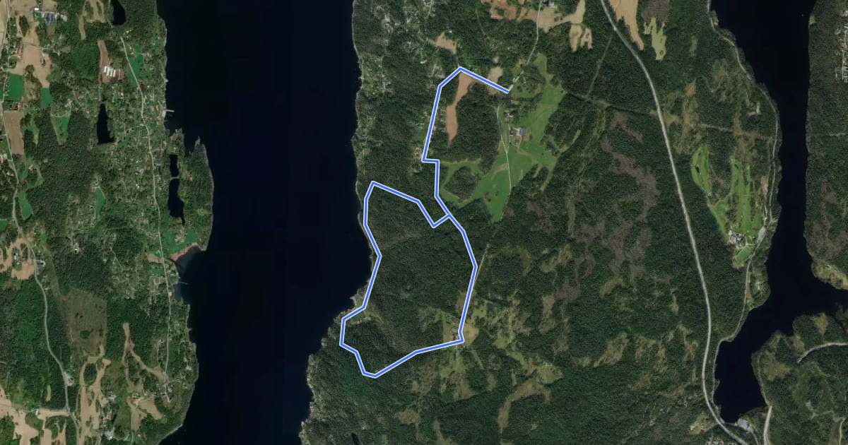 Маршрут Til fots i Oppegård 8, Sjødalstrand на спутниковом снимке