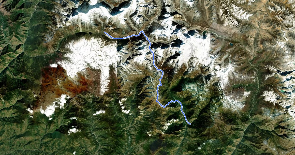 Маршрут Tilman's Pass на спутниковом снимке