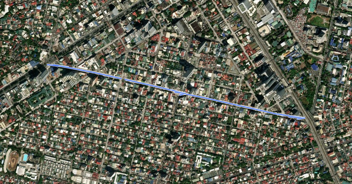 Маршрут Timog Avenue bicycle lanes (eastbound) на спутниковом снимке