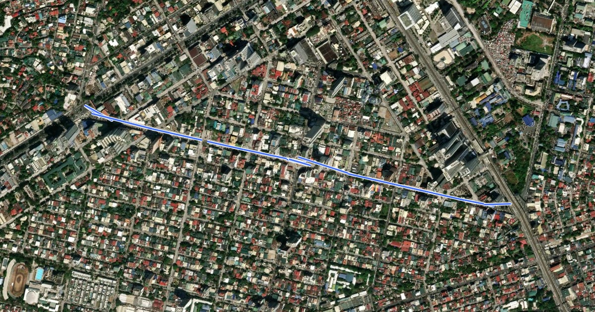 Маршрут Timog Avenue bicycle lanes (westbound) на спутниковом снимке