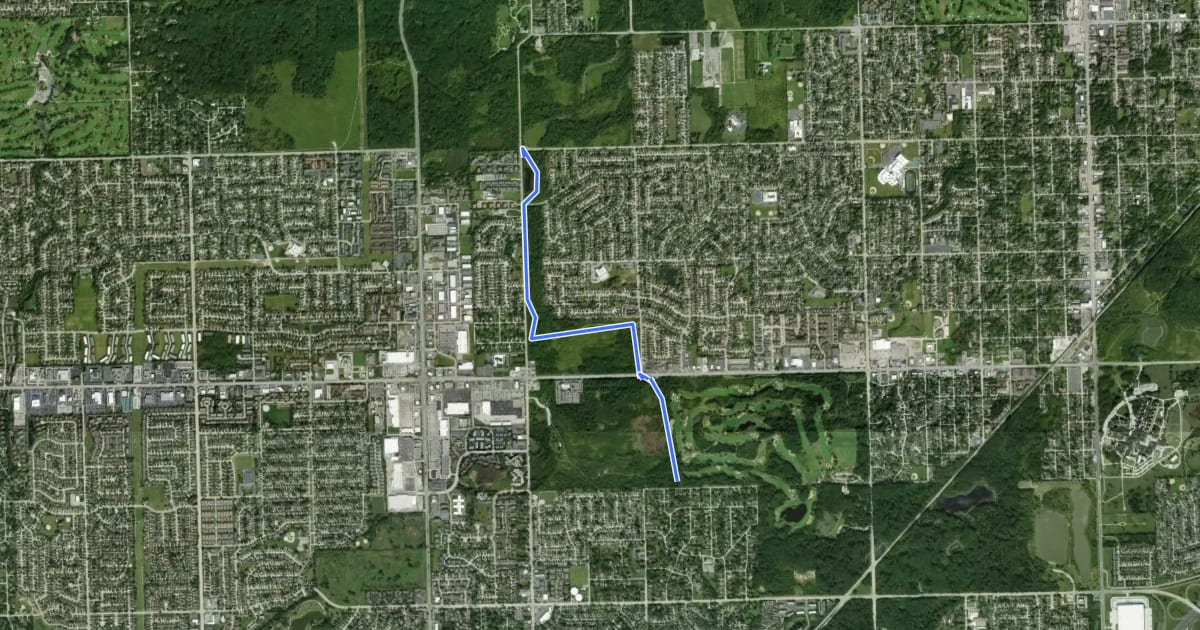 Маршрут Tinley Creek Green Trail на спутниковом снимке