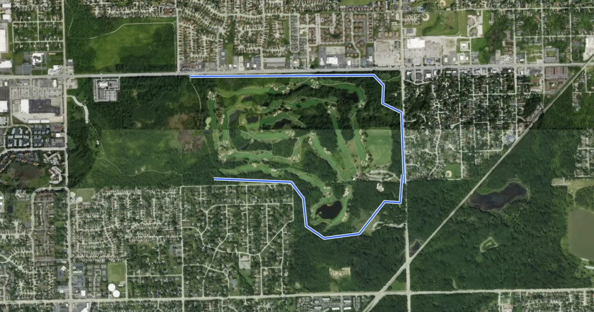 Маршрут Tinley Creek Purple Paved Trail на спутниковом снимке