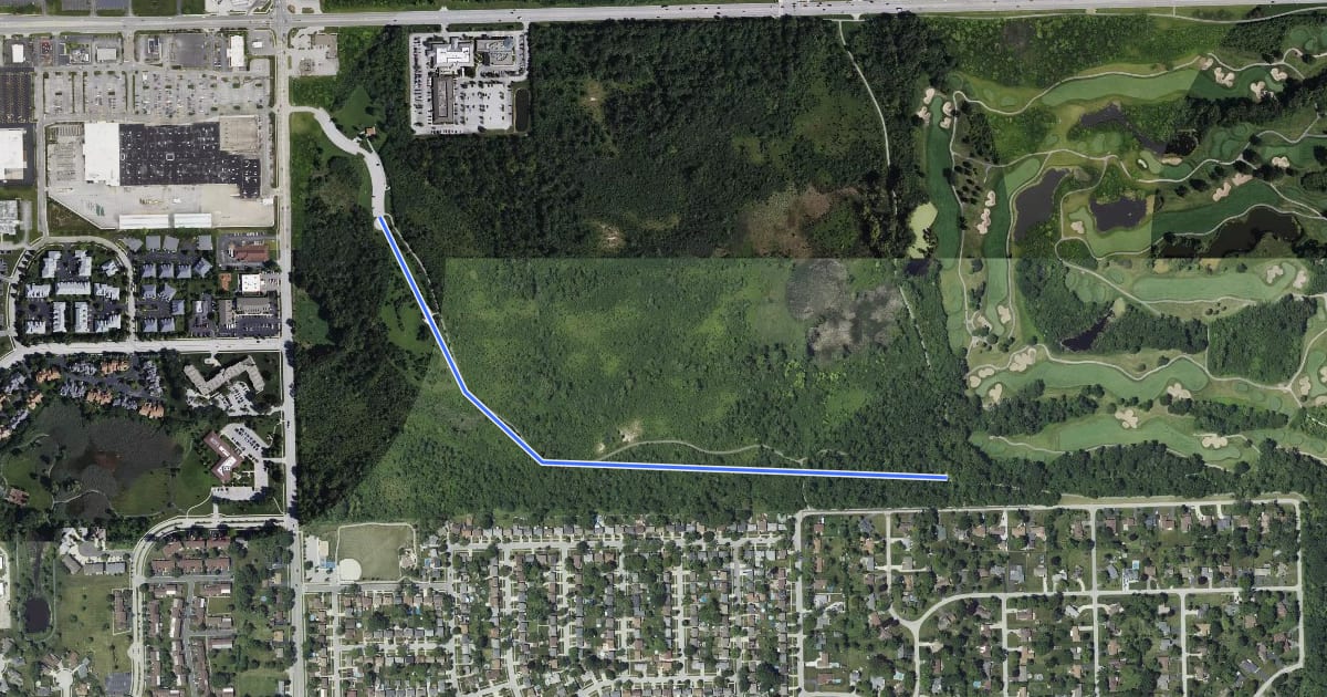 Маршрут Tinley Creek Yellow Paved Trail на спутниковом снимке