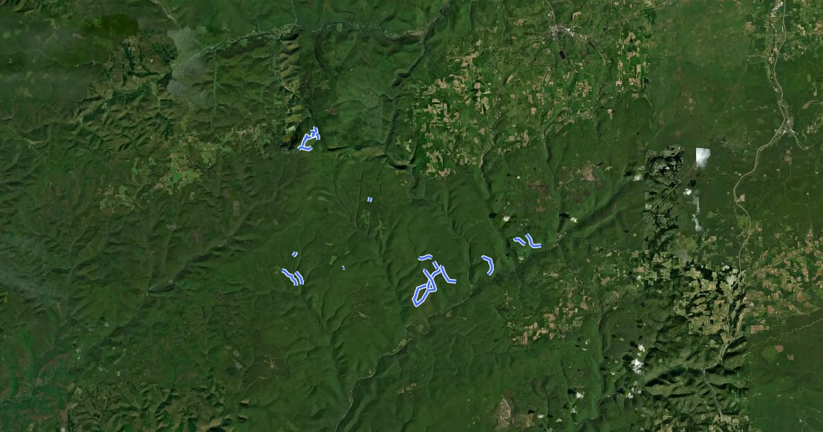 Маршрут Tioga Forest - Blackwell Region на спутниковом снимке