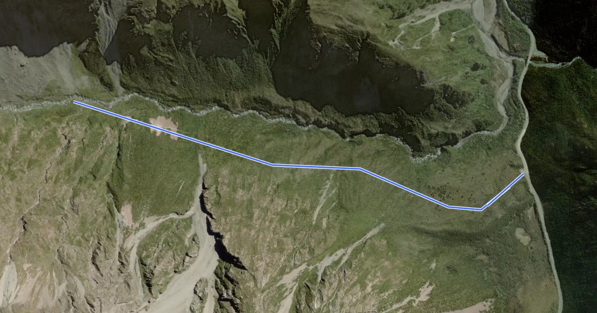 Маршрут Ōtira Valley Track на спутниковом снимке