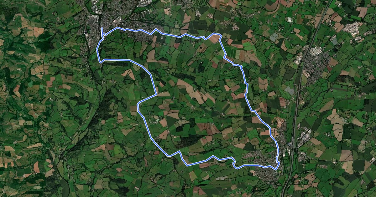 Маршрут Tiverton & Cullompton Circular на спутниковом снимке