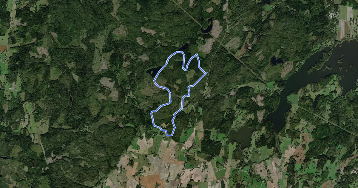 Маршрут Tjällmoslingan, Östgötaleden, 10 km на спутниковом снимке