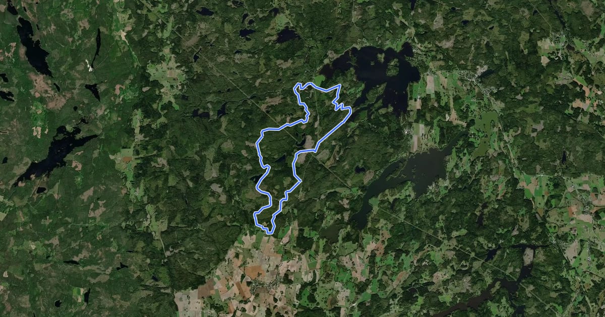 Маршрут Tjällmoslingan, Östgötaleden, 20 km на спутниковом снимке