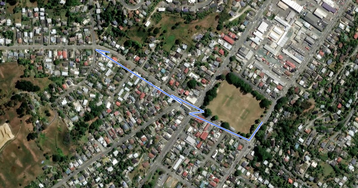 Маршрут Toi Toi Street Shared Path на спутниковом снимке