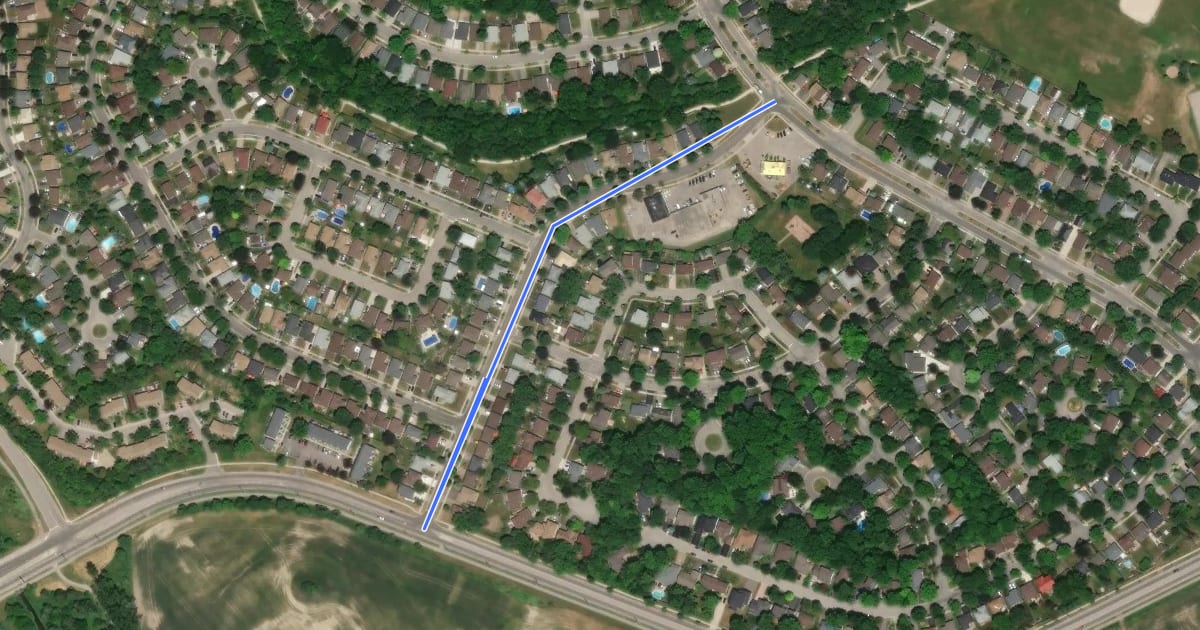 Маршрут Toll Gate Boulevard на спутниковом снимке
