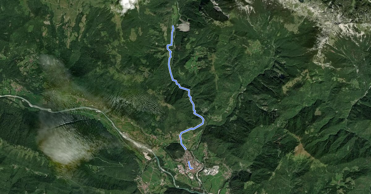 Маршрут Tolmin - Pl. Polog на спутниковом снимке