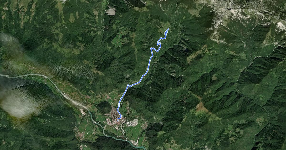 Маршрут Tolmin - Tolminske Ravne на спутниковом снимке