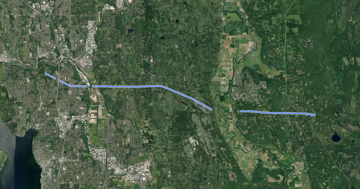 Маршрут Tolt Pipeline Trail на спутниковом снимке