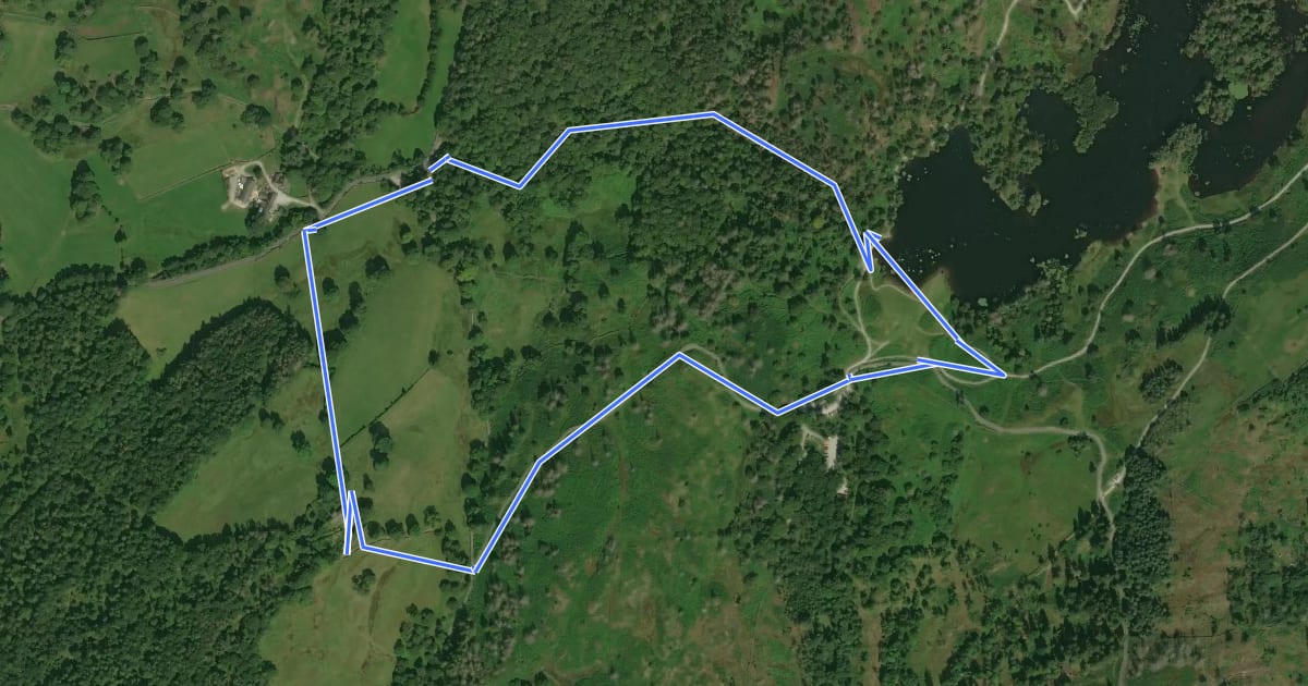 Маршрут Tom Gill to Tarn Hows walk, Tarn Hows, South Lakes Outdoors на спутниковом снимке