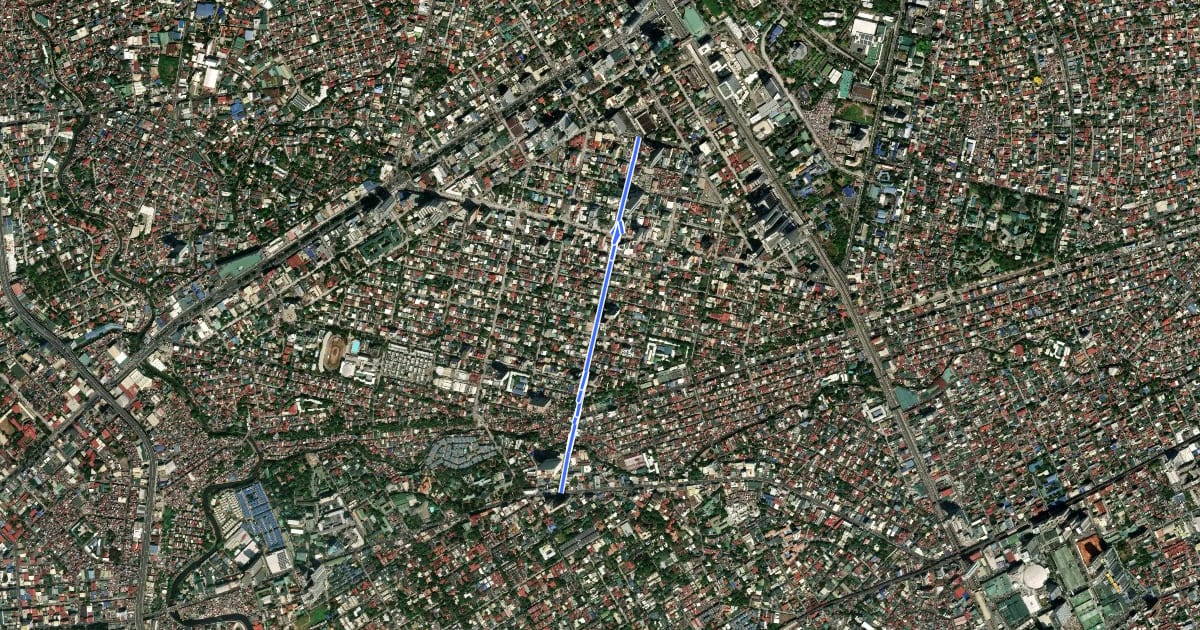 Маршрут Tomas Morato Avenue Bicycle Route на спутниковом снимке