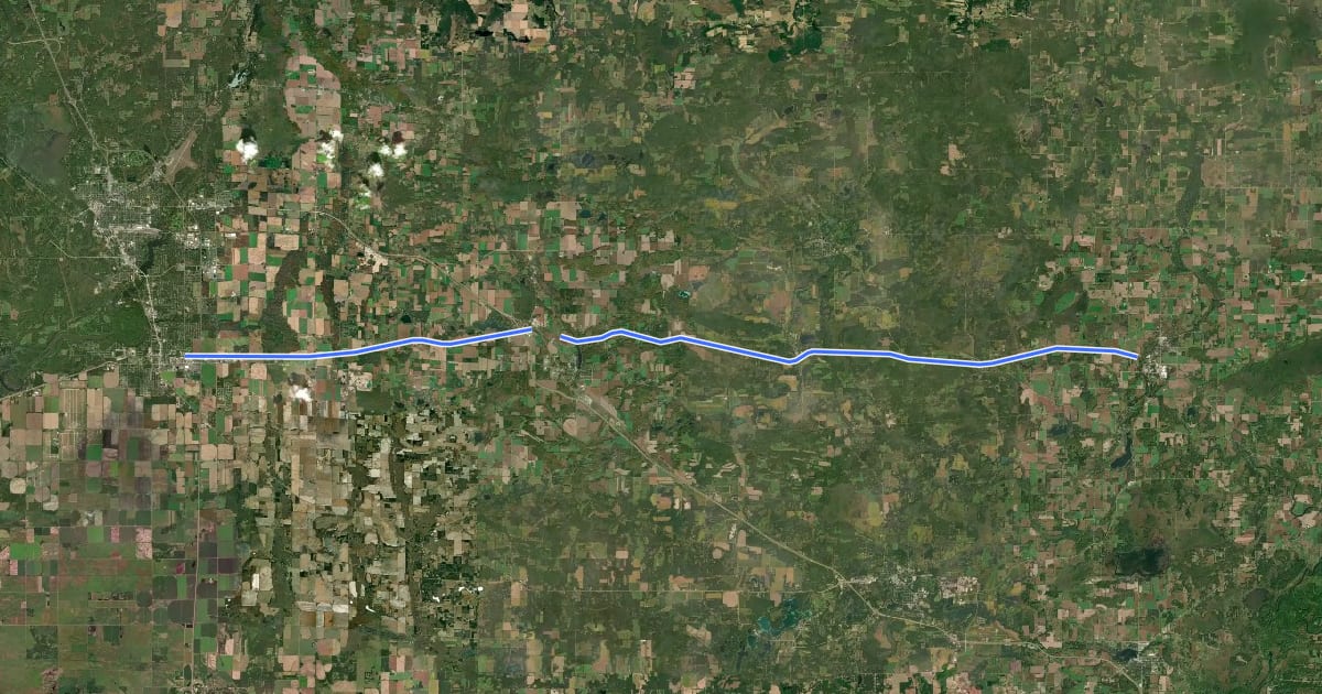 Маршрут Tomorrow River State Trail на спутниковом снимке