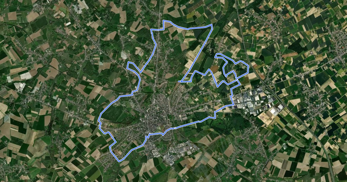 Маршрут Tongeren Blauw на спутниковом снимке