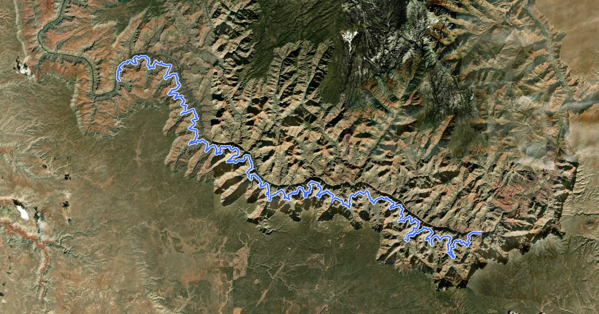 Маршрут Tonto Trail на спутниковом снимке