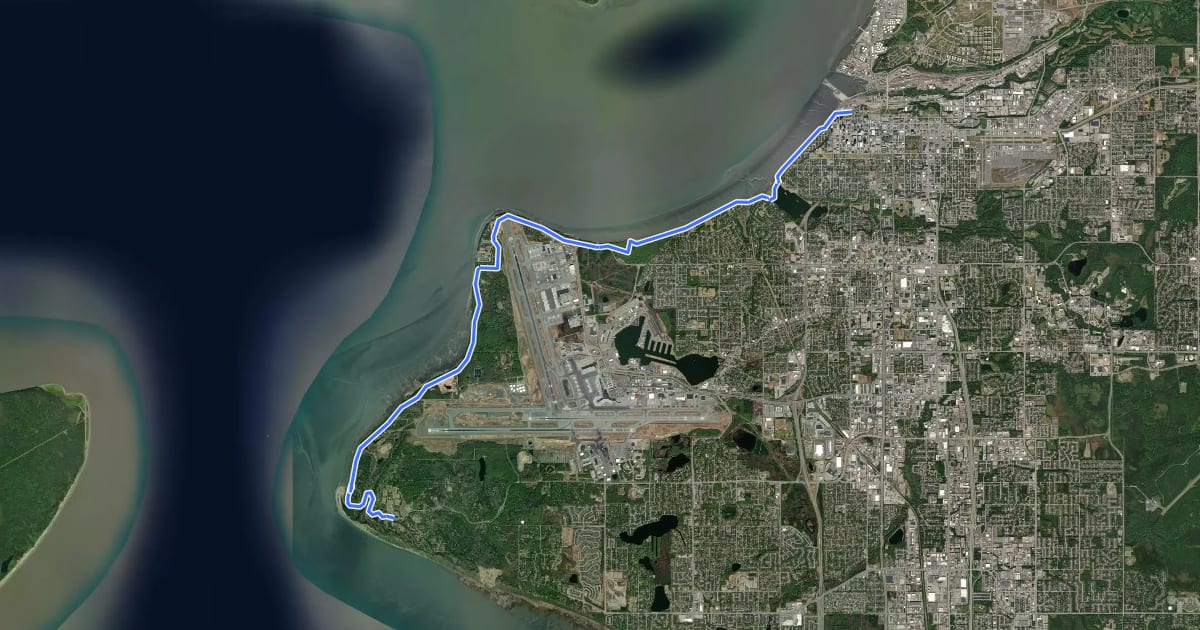 Маршрут Tony Knowles Coastal Trail на спутниковом снимке