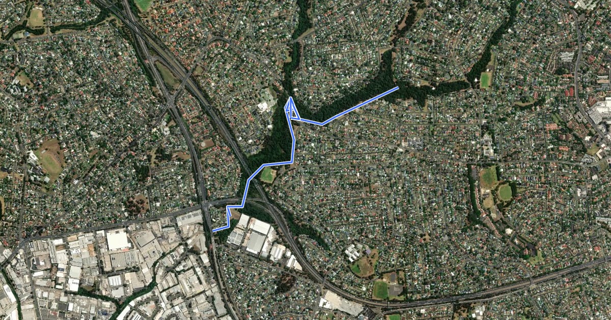 Маршрут Toongabbie Creek на спутниковом снимке