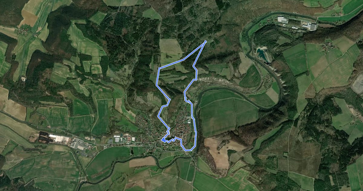 Маршрут TOP-Wanderweg Creuzburg на спутниковом снимке