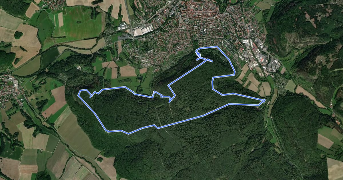 Маршрут TOP-Wanderweg "Erlebnis Iberg" на спутниковом снимке