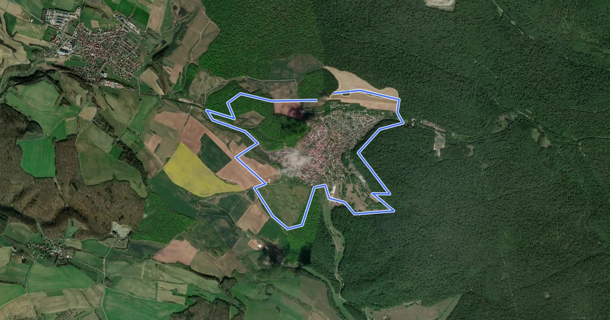 Маршрут TOP-Wanderweg Heyerode на спутниковом снимке