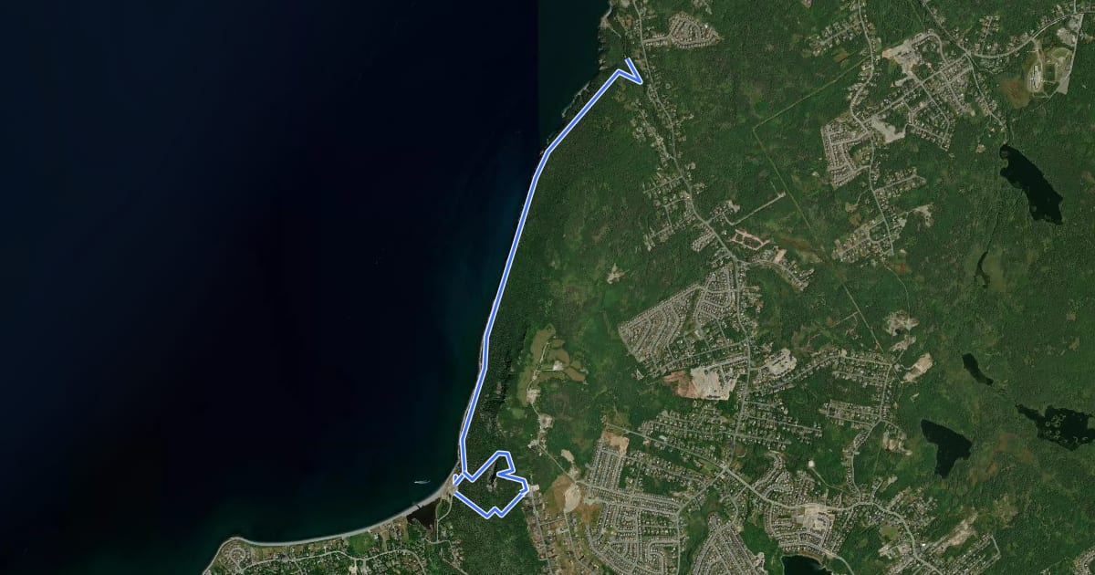 Маршрут Topsail Beach Bluff Trail на спутниковом снимке