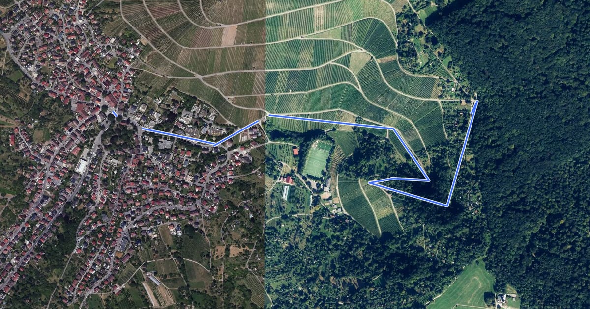 Маршрут Tor - Finsterklinge - Uhlbach на спутниковом снимке