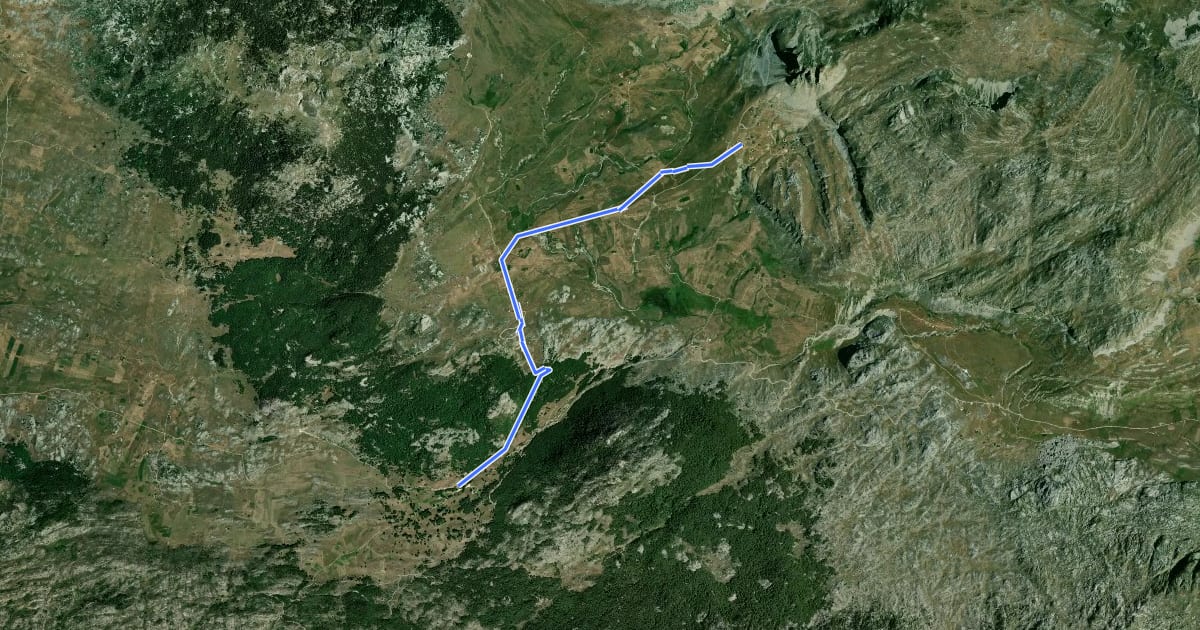 Маршрут Torine Campsite – Zagradački Katun (suggested trail, no trailmarks) на спутниковом снимке