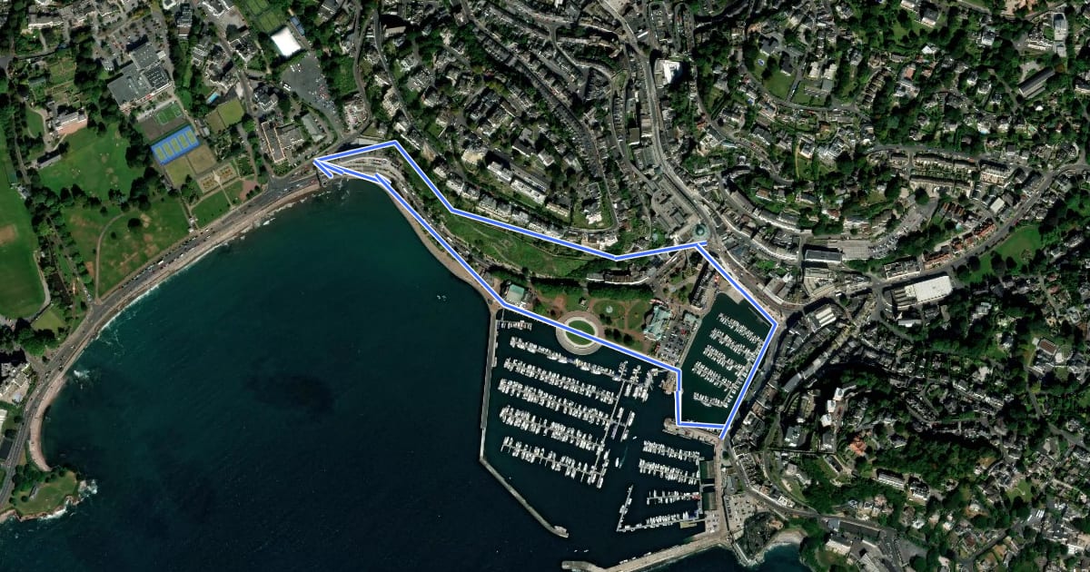Маршрут Torquay Harbour Trail на спутниковом снимке