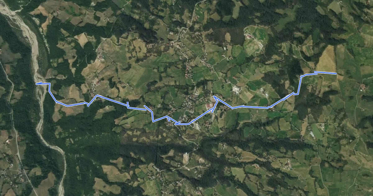 Маршрут Torrente Dragone - Castellaccio - Costrignano - Croce di Costrignano на спутниковом снимке