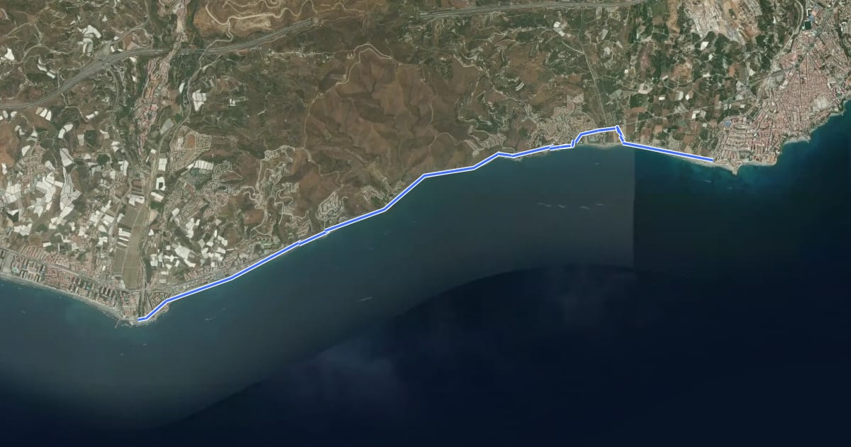 Маршрут Torrox - Nerja на спутниковом снимке