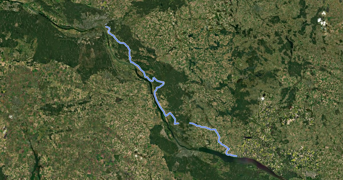 Маршрут Toruń - Dobrzyń nad Wisłą на спутниковом снимке