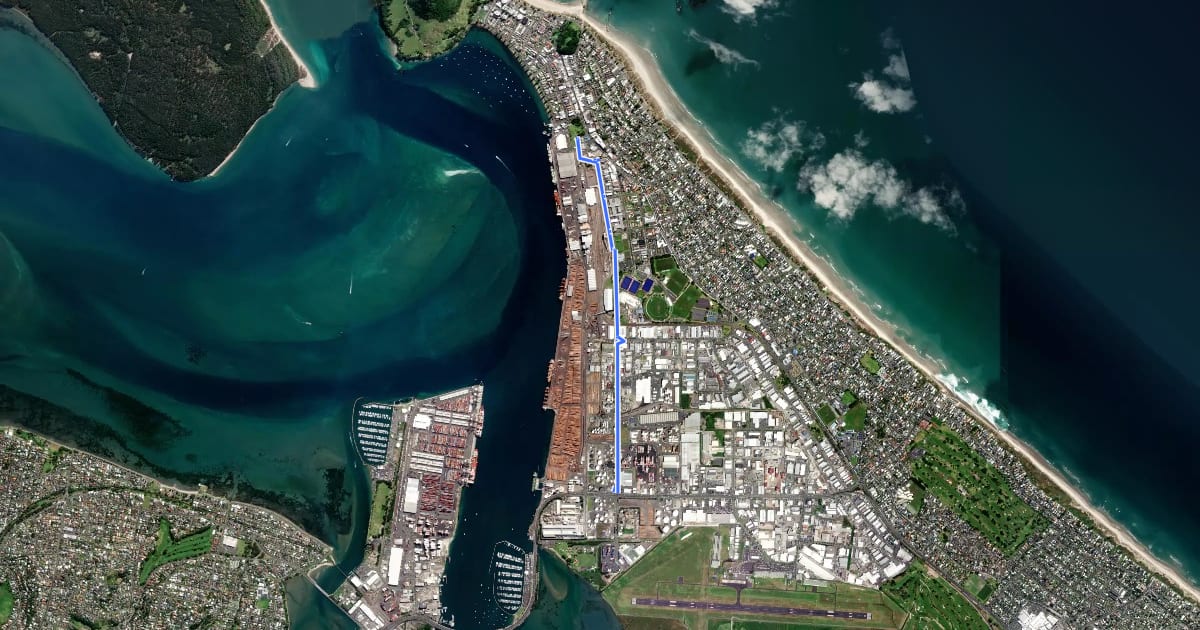 Маршрут Totara Shared Path на спутниковом снимке