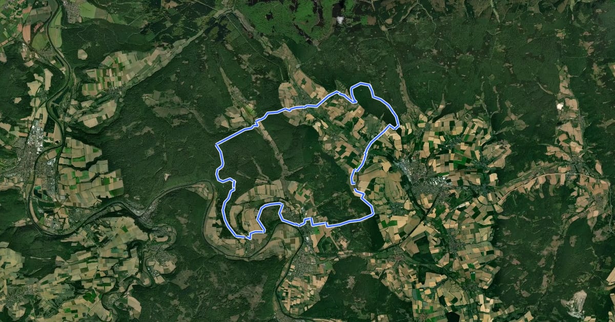 Маршрут Tour 11 Vom Hutewald zum Sollingturm на спутниковом снимке