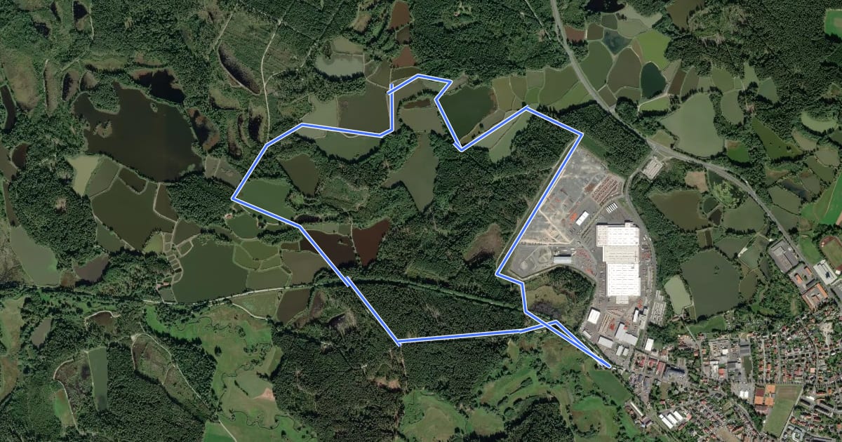 Маршрут Tour 5 - Tirschenreuther Teichtour на спутниковом снимке