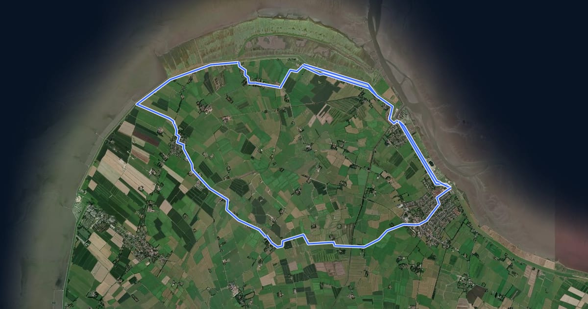 Маршрут Tour 6: Burhave-Fedderwardersiel-Langwarden-Ruhwarden-Süllwarden-Burhave на спутниковом снимке