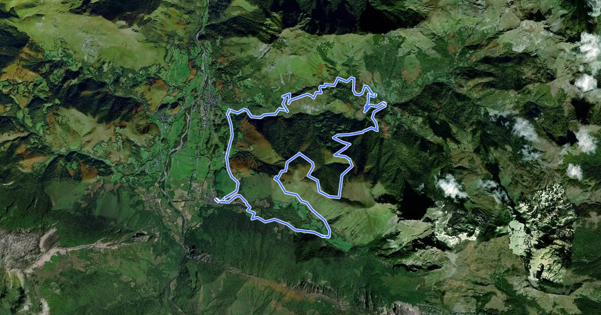 Маршрут Tour Bergout Ichantes Jaupins VTT asp31 на спутниковом снимке